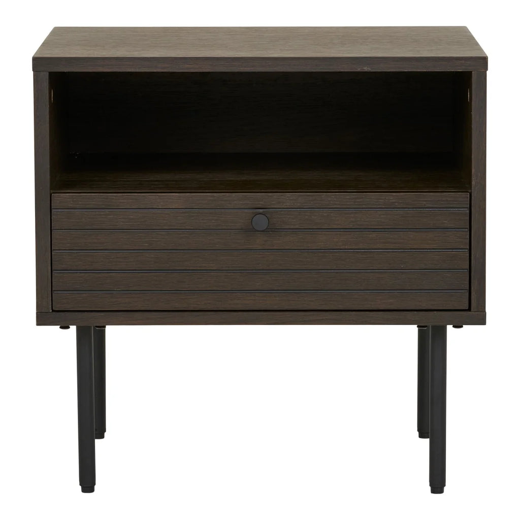 Table d’appoint en chêne fumé avec tiroir 50x40x50 cm