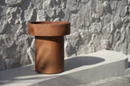 Pot en bois de suar naturel cylindrique cuivré, Ø40 cm