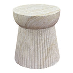 Table d’appoint en fibre minérale rainurée Ø37x43 cm beige texturée