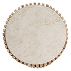 Table d’appoint ronde marbre beige bois naturel ajouré Ø40 cm