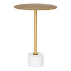 Table d’appoint en marbre blanc et laiton doré Ø41x58 cm