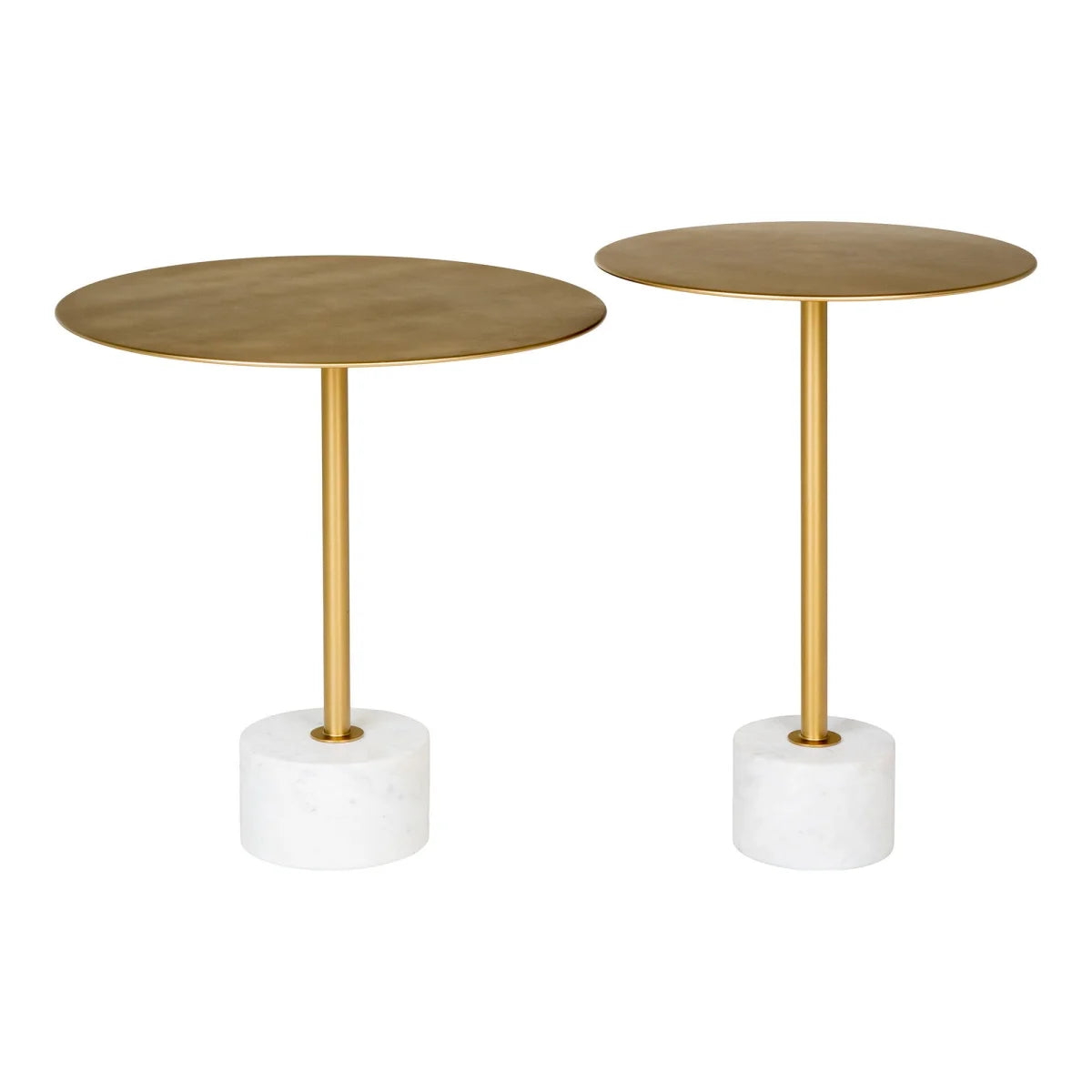 Table d’appoint en marbre blanc et laiton doré Ø41x58 cm