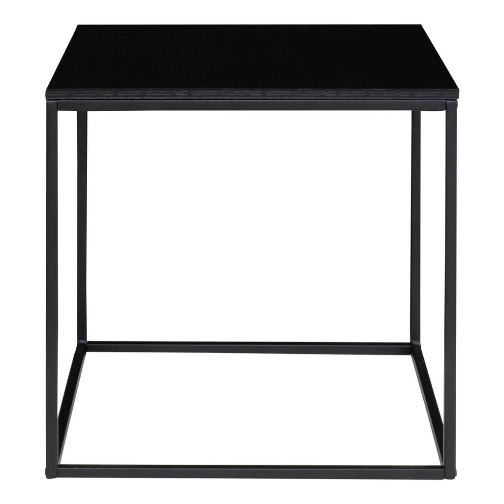 Table d’appoint noire en verre et métal 45x45 cm