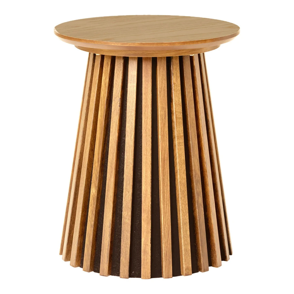 Table d’appoint moderne en placage chêne naturel ø40x50 cm