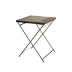 Table d’appoint pliante en bois recyclé et métal brun vieilli 60x60 cm