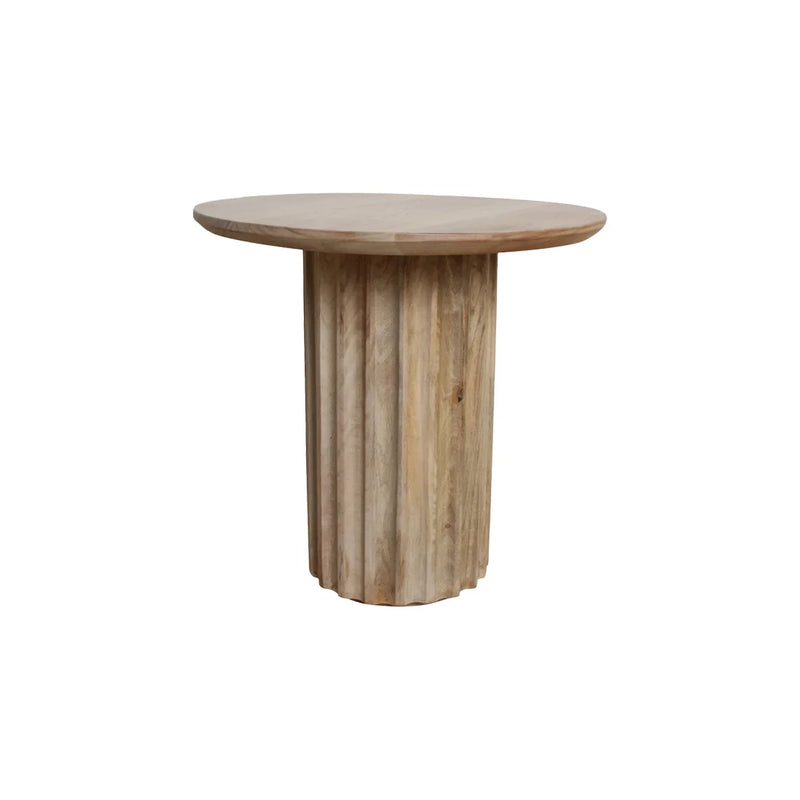 Table d’appoint ronde en bois de manguier naturel sculpté – Ø50 cm
