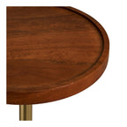 Table d’appoint ronde en bois brun chaud et métal laiton doré, Ø30xH56 cm