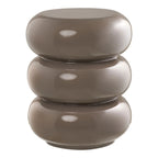 Tabouret en céramique taupe brillante, 3 étages ronds empilés Ø35,5 cm