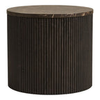 Table d’appoint ronde effet marbre brun foncé bois strié Ø45 cm