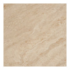 Table d’appoint ronde effet travertin sable beige veiné poli Ø50 cm