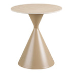 Table d’appoint ronde effet travertin sable avec piètement conique Ø50 cm