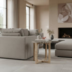 Table d’appoint ronde marbre et bois naturel 50x50 cm minimaliste