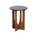 Table d’appoint ronde en marbre noir et bois sculpté H50 cm
