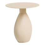 Table d’appoint ronde en métal émaillé beige sable, Ø36 x H40 cm