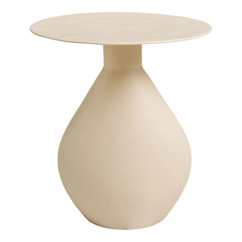 Table d’appoint ronde en métal émaillé beige sable – Ø36 x H40 cm