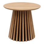 Table d’appoint ronde en placage chêne avec pied graphique à lattes Ø50 cm