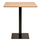 Table haute carrée bois naturel métal noir 70x70 cm pour salon