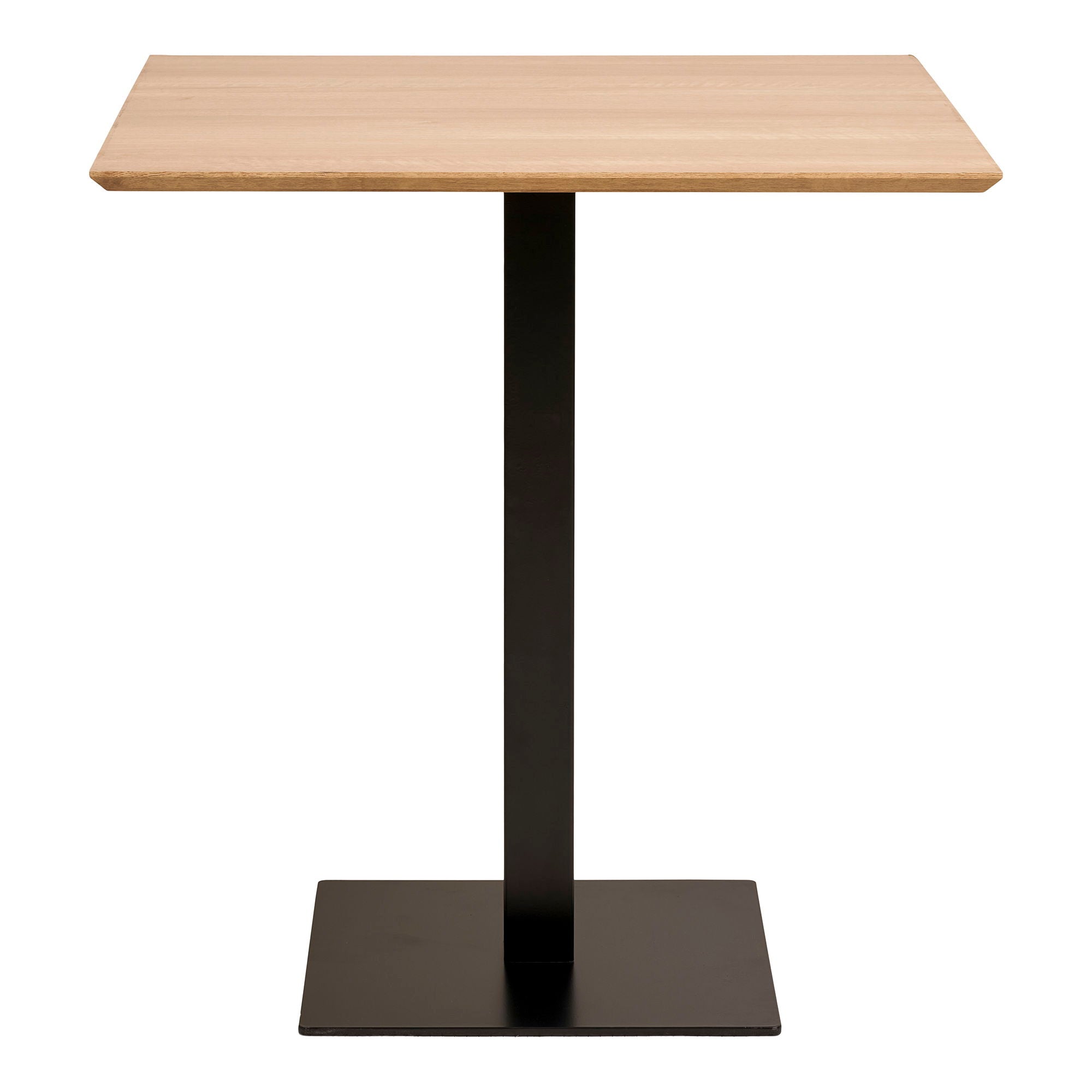 Table haute carrée bois naturel métal noir 70x70 cm pour salon