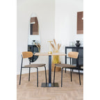Table haute carrée 70x70 cm en bois naturel et métal noir minimaliste