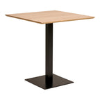 Table haute carrée moderne en bois clair et métal noir 70x70 cm pour salon