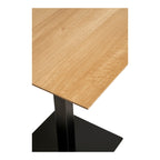 Table haute carrée en bois de chêne clair et métal noir, 70x70 cm