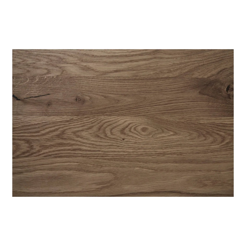 Table haute en chêne fumé avec base métal noir 70x70 cm