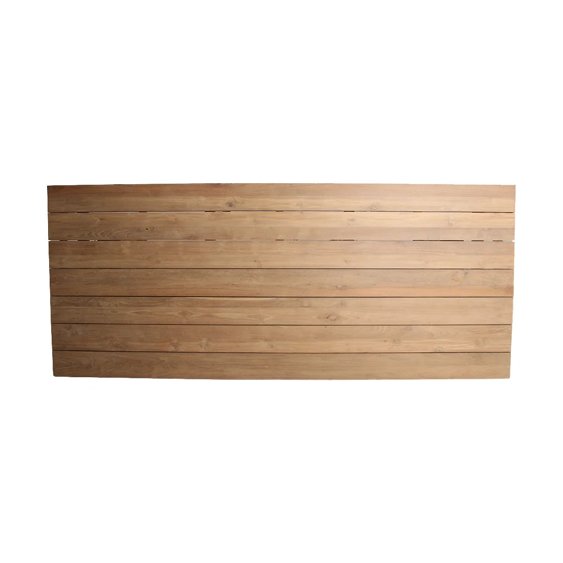 Panneau teck massif brun clair grainé, table jardin tréteaux 240x100 cm