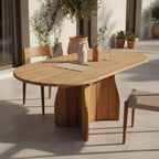 Table de jardin ovale en teck recyclé naturel 200x90 cm