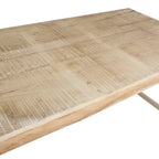 Table pliante en bois recyclé naturel avec renforts métal noir 165x75 cm
