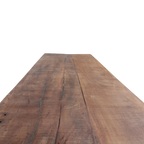 Table pliante en bois vintage brun, 170x60 cm, grain visible et imperfections naturelles