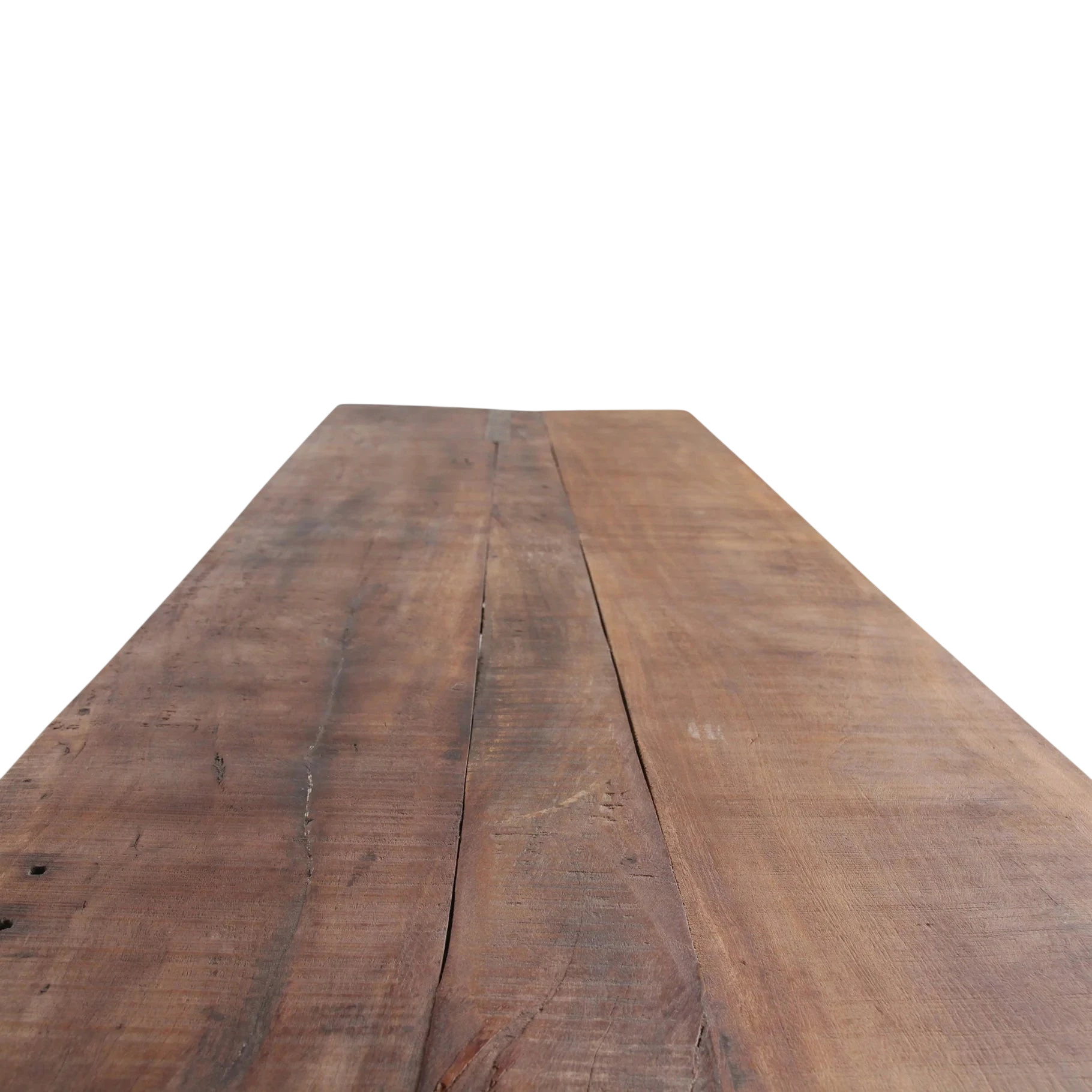 Table pliante en bois vintage brun, 170x60 cm, grain visible et imperfections naturelles