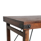 Table pliante en bois vintage brune avec pieds métal 170x60 cm