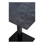Table rectangulaire effet pierre foncée 70x70 cm pied métal noir