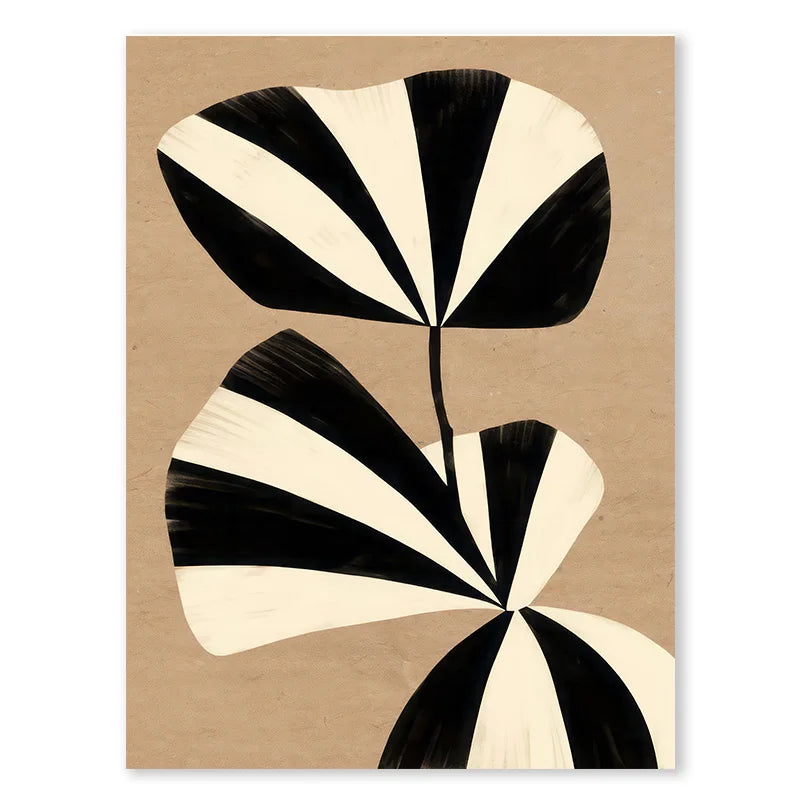 Tableau abstrait plante noir et blanc