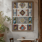 Tableau motifs ethniques colorés en situation