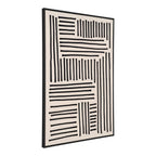 Tableau abstrait noir et beige 60x90 cm avec cadre MDF