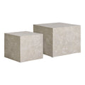 Set de 2 tables basses cubiques effet marbre beige