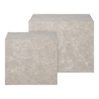 Set de 2 tables basses cubiques effet marbre beige à veinures subtiles