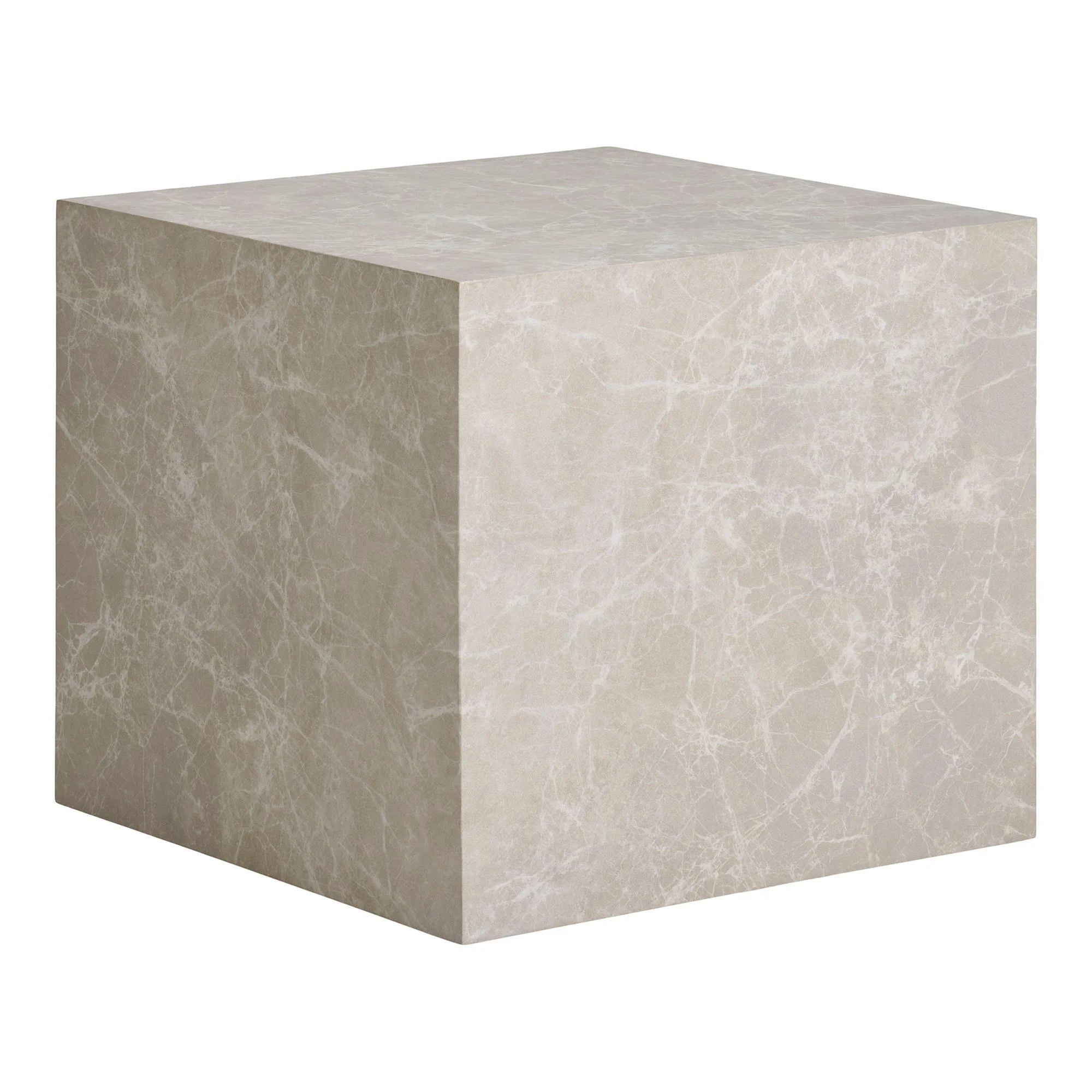 Set de 2 tables basses cubiques effet marbre beige