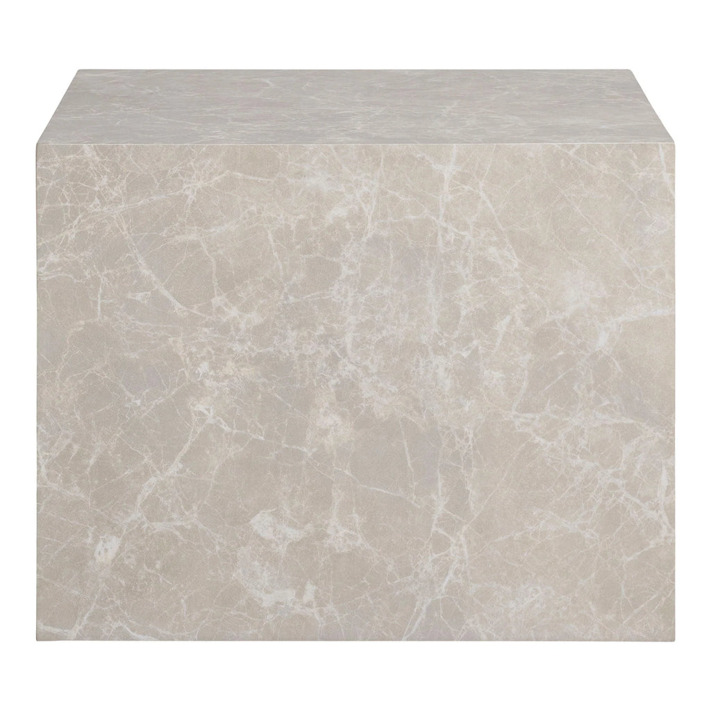 Set de 2 tables basses cubiques en marbre beige veiné poli