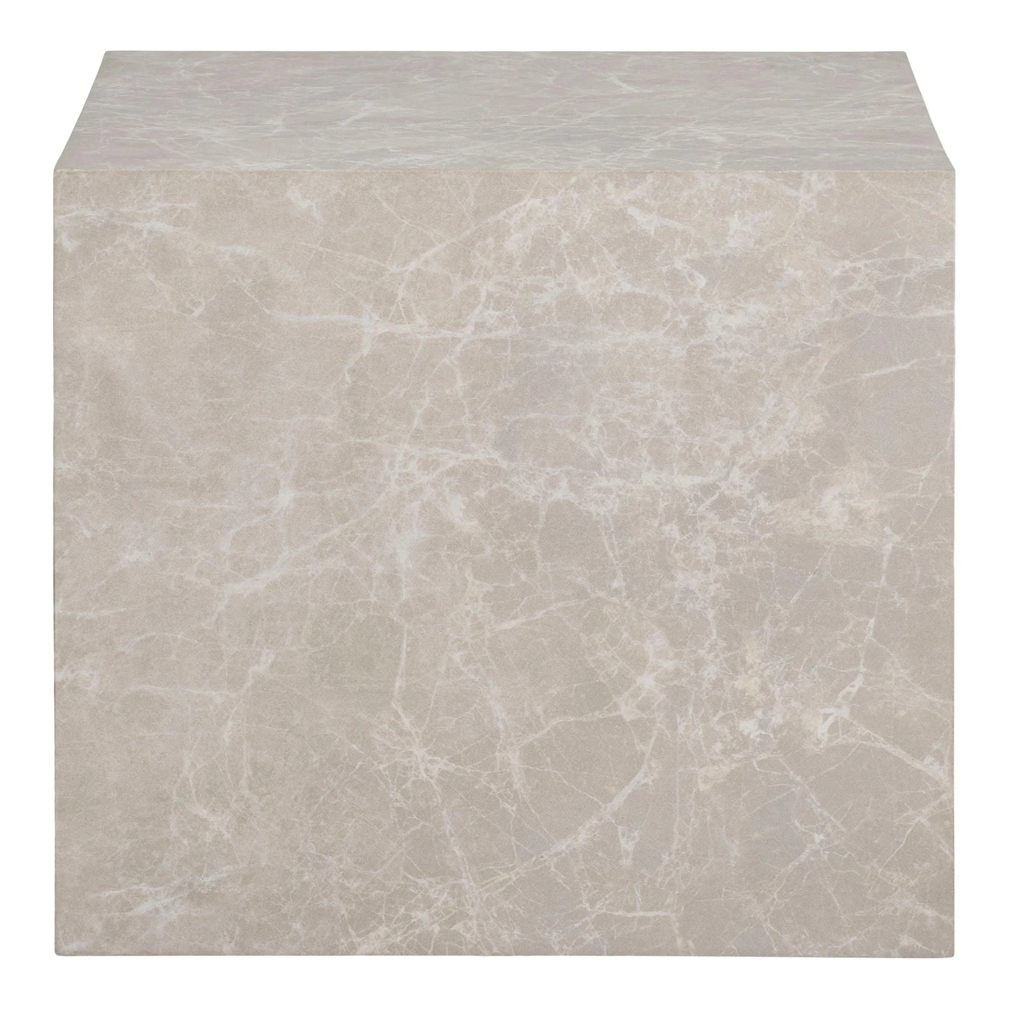 Table basse cube marbre beige veiné subtil - Set de 2