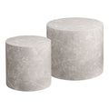 Lot de 2 tables basses rondes effet marbre gris clair en MDF cylindriques