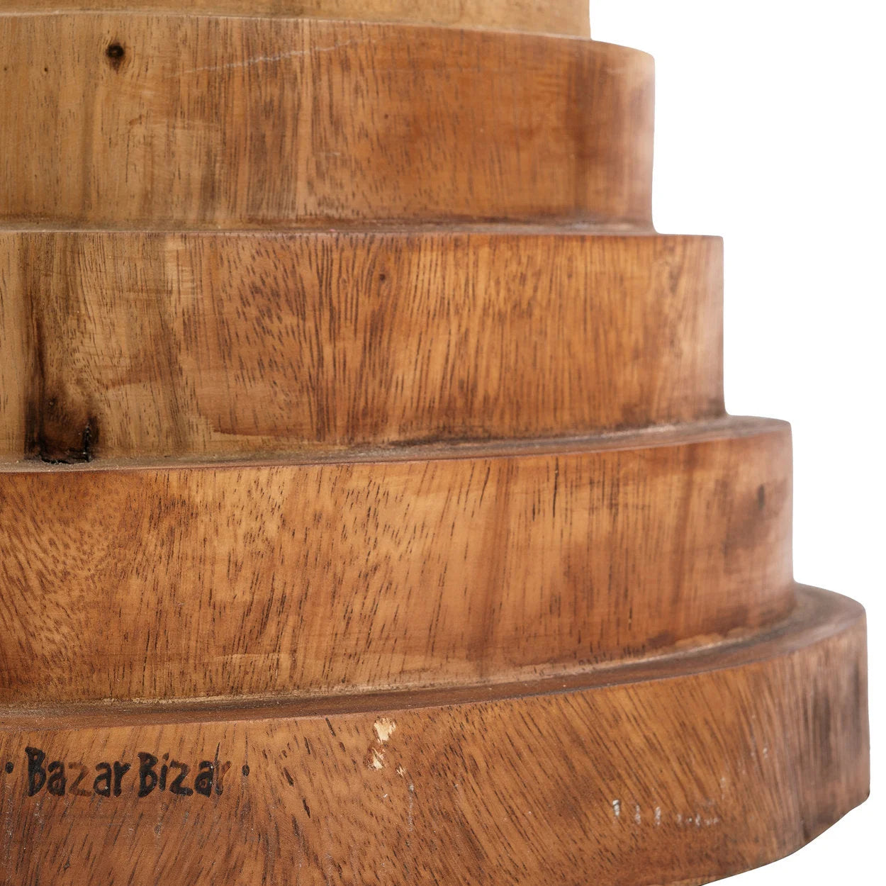Tabouret en bois de suar naturel forme cylindrique empilée – H45 cm