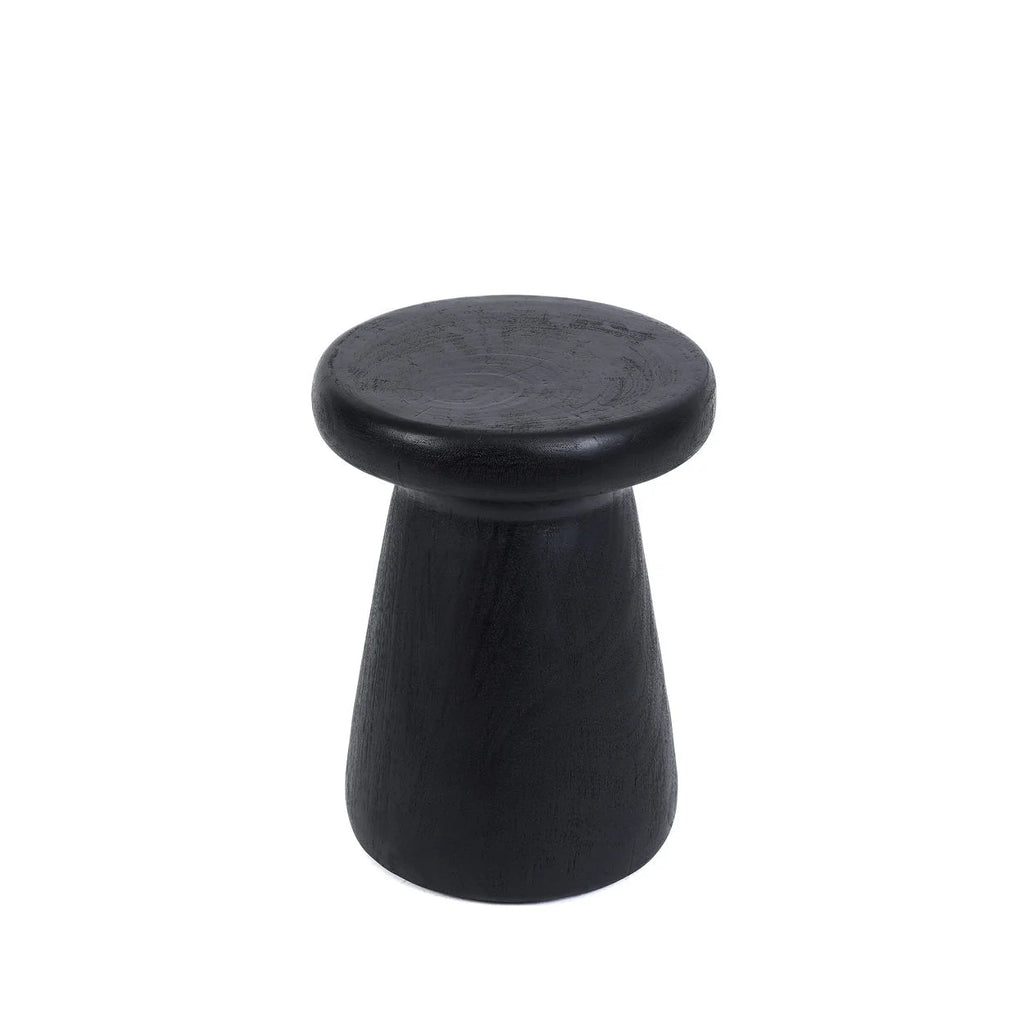 Tabouret cylindrique en bois de suar noir au design minimaliste – H45 cm