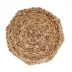 Tabouret ajouré naturel en feuilles de bananier tressées Ø49 cm, spirale serrée en seagrass beige