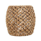 Tabouret en feuilles de bananier tressées naturel ajouré Ø49 cm texturé