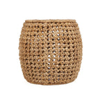 Tabouret en fibres naturelles tressées beige Ø48 cm texturé à bord relevé