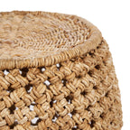 Trois tabourets cylindriques en fibres naturelles tressées beige Ø48 cm