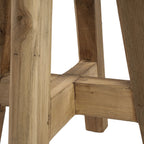 Tabouret rond en teck massif naturel, grain visible, Ø35 cm
