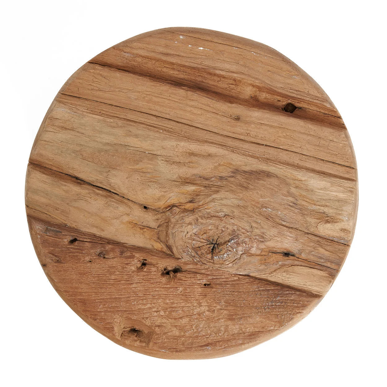 Tabouret rond en teck recyclé naturel – Ø30 cm